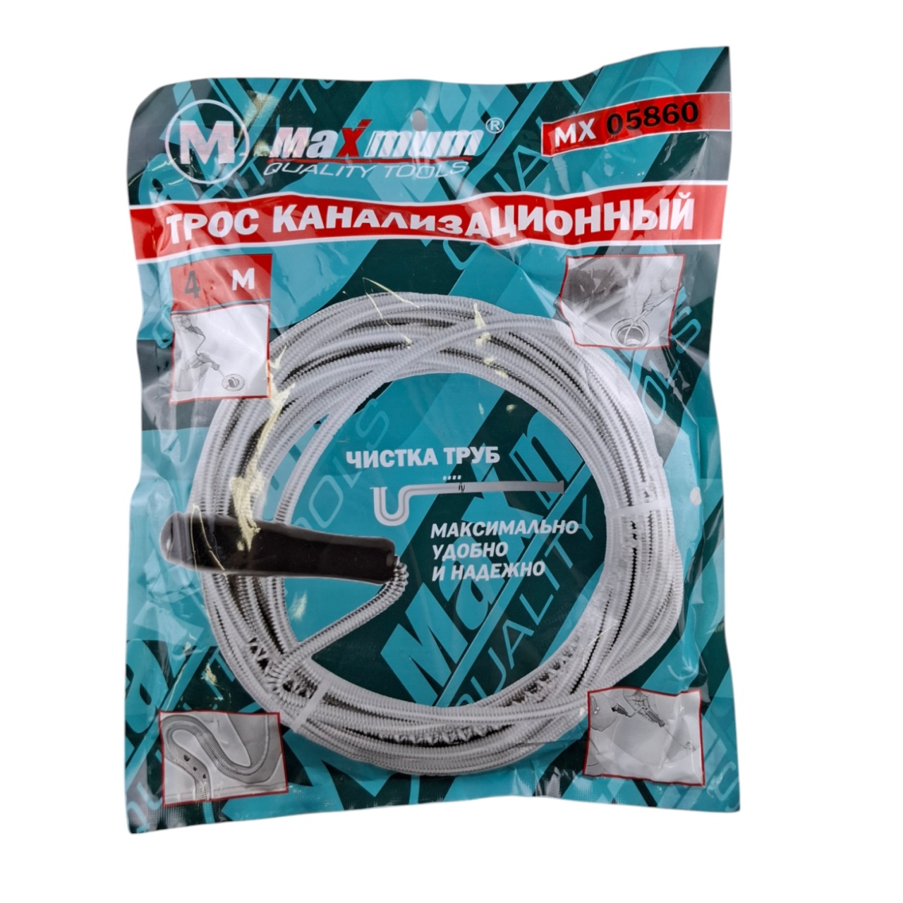 Трос канализационный 4м, "MAXIMUM" (2565) оптом